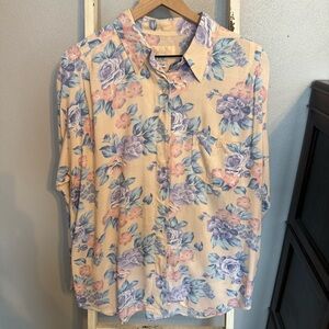 Vintage Bugle Boy Womens Size L Floral Print Button Down Shirt